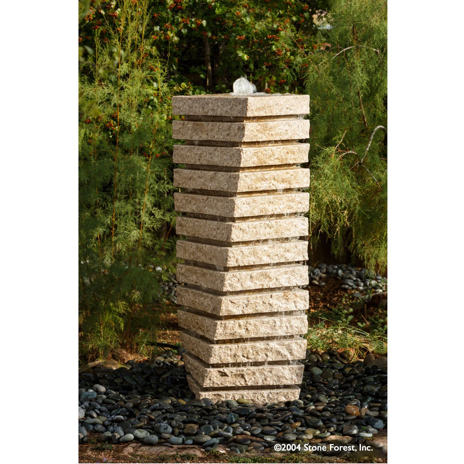 Tiered Helix Fountain - Beige Granite - Image 2